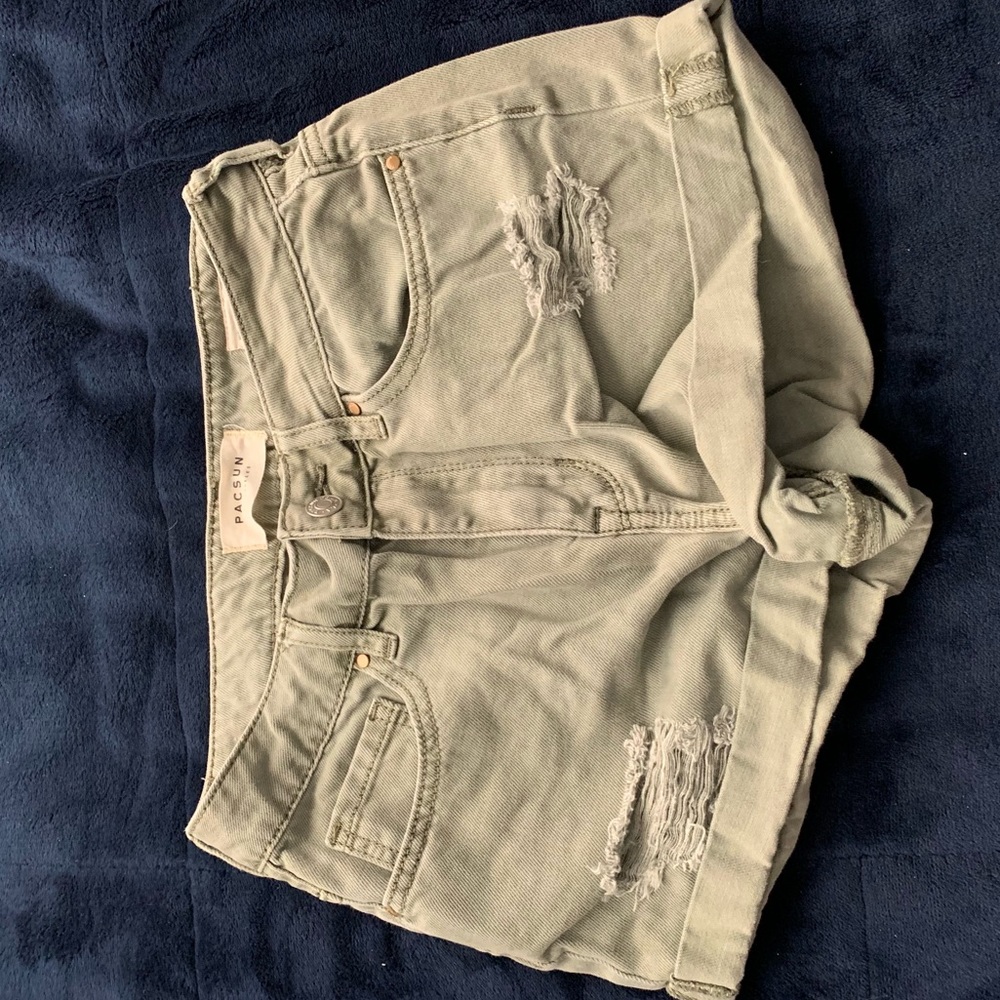 Pacsun army green jean shorts